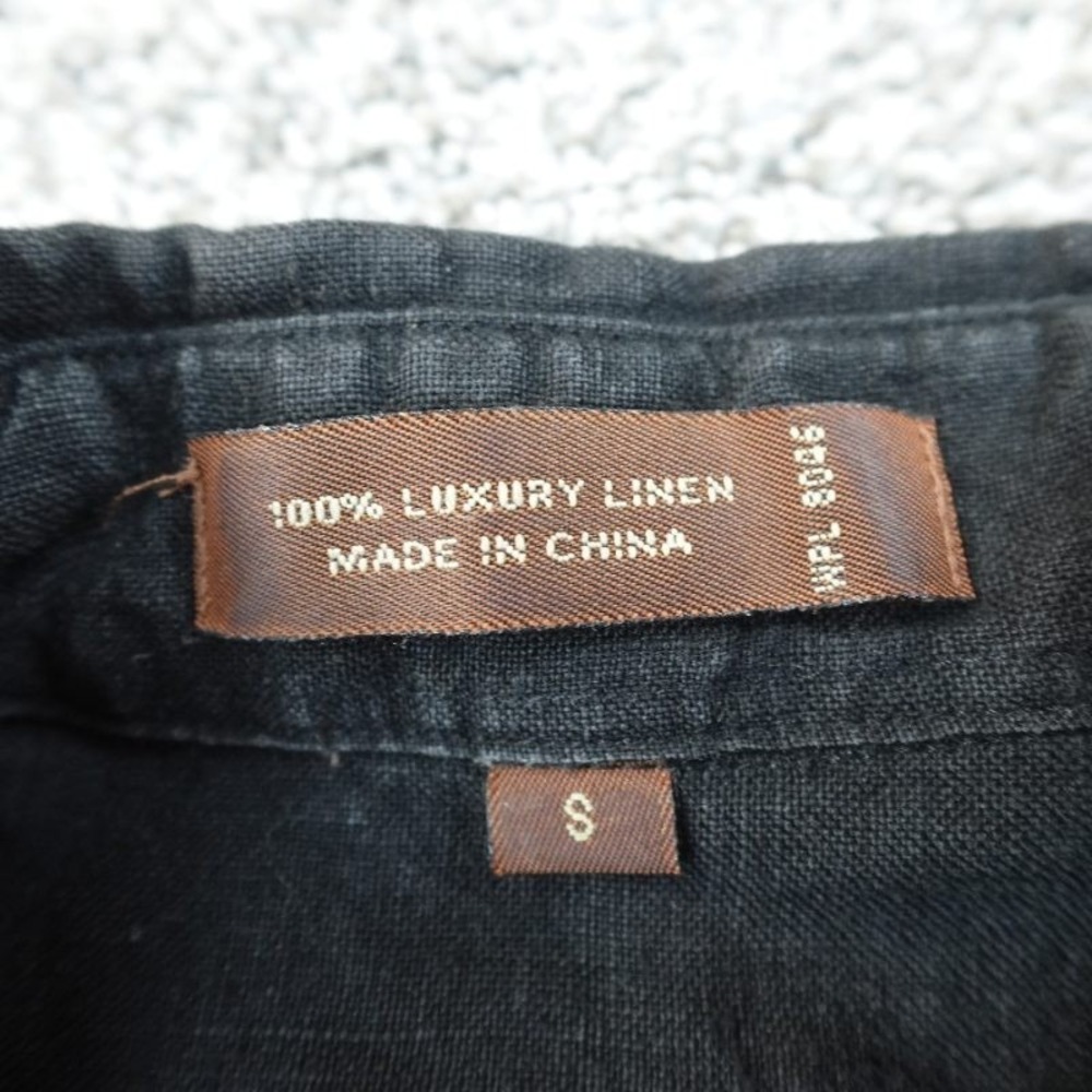 Tasso Elba Shirt Mens S Black Linen Chambray Button Up Long Sleeve Lightweight - Picture 4 of 9